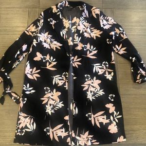 Roz & Ali black pink blazer jacket kimono L kimono